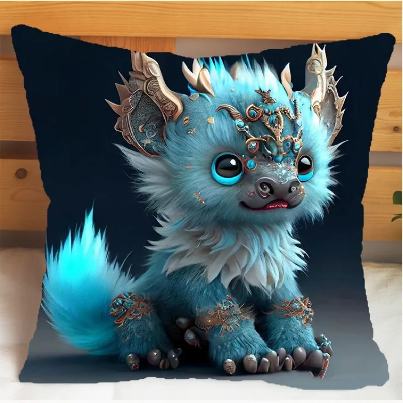 

The Twelve Chinese Zodiac Cute Animals Pillow and Pillowcase Cushion Cover Case Double Sided Printing Throw Pillows 40x40cm