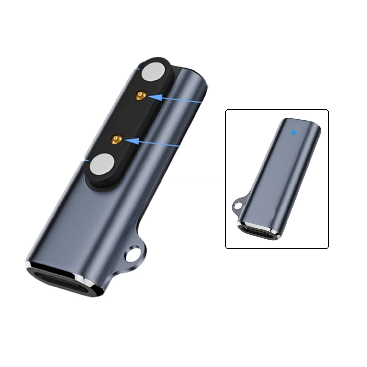 Magnetic Charging USB Type C to 7.62mm 2Pin/4Pin Universal Adapter for Bone Conduction Headphones Smart Watch Smartbands Voice