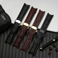 Genuine Leather Watchband For Versace GC Wristband 22mm*13mm 20mm*11mm Notched Strap Men Withstainless Steel Butterfly Buckle