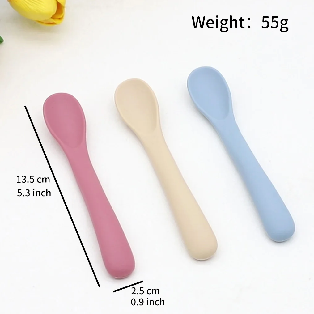 3 stücke Baby Silikon Weichen Löffel Gadgets Fütterung Bebe Baby Artikel Babynahrung Winzigen Löffel – Detail 1