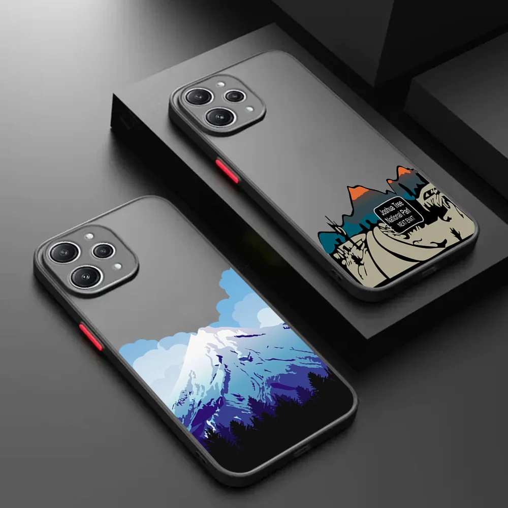 Phone Case for Redmi Note 9 9s 10 10s 9t Pro 8 8t a1 a2 10a 10c 9a 9c 7 Snow Mountain Volcano Xiaomi 10t Translucent Funda Shell