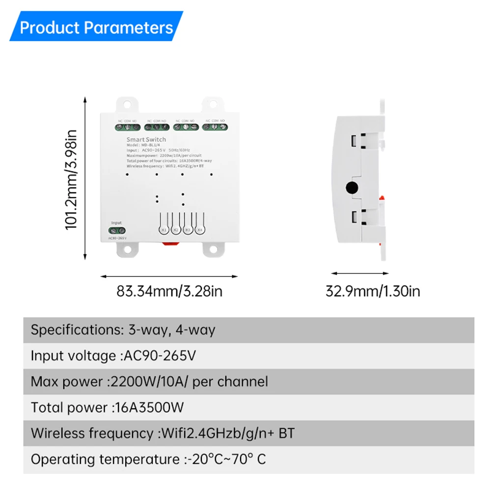 Smart Remote Control Wifi Switch Module 3/4CH Relay AC90-265V Inching Self-locking Receive Smart Home Remote Control for eWeLink