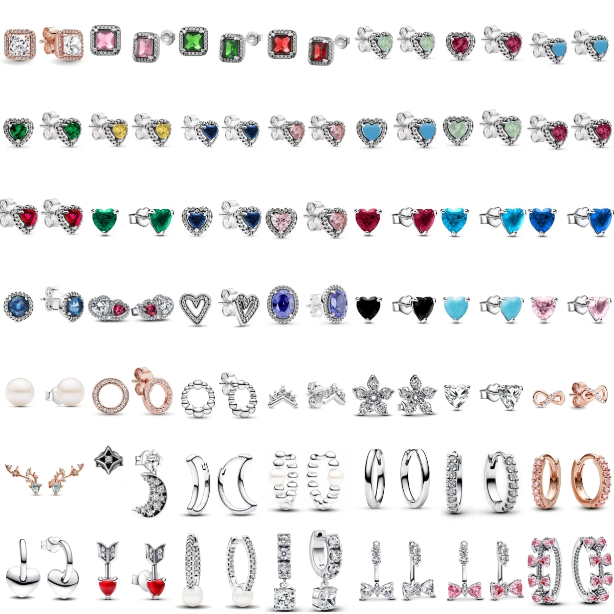 

925 Sterling Silver Romantic Pink Bow Antler Moon Pearl Pendant Earrings Charm Beads Fit Original DIY Women's Fine Jewelry 2025