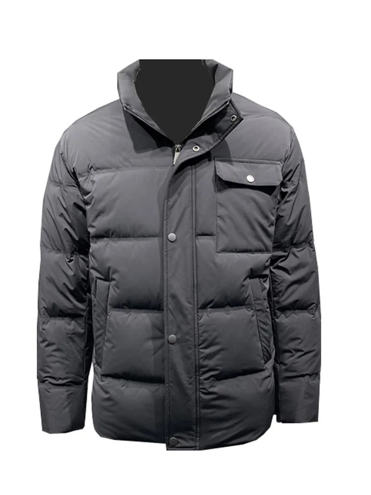 New Style Winter Mens Zipper Down Jacket Stand Collar Business Casual Duck Down Coat Warm Windproof Male Puffer Jackets Overcoat
