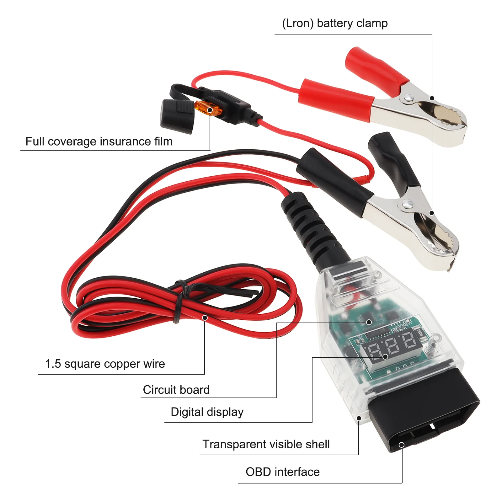 OBD2 Car Battery Voltage Current Leakage Detection Power Off Memory Display ECU Cable Digital Storage Battery Replace Tools