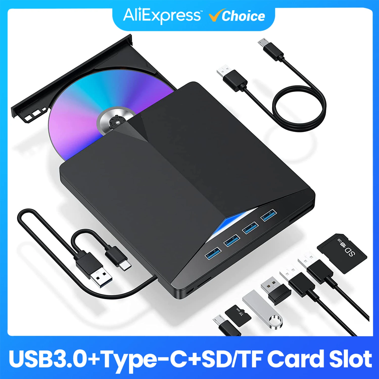 USB3.0 Type-C Высокоскоростной внешний DVD-RW записывающее устройство для настольного ноутбука с функцией коррекции ошибок