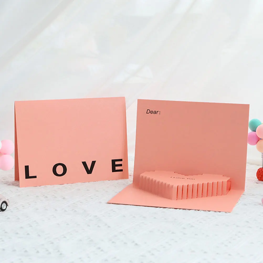 

2Pcs 3D Heart Shaped Greeting Romantic Valentine Festival Paper Lovers Card Unique Design 3D Effect Blessing Cards Party Cards
