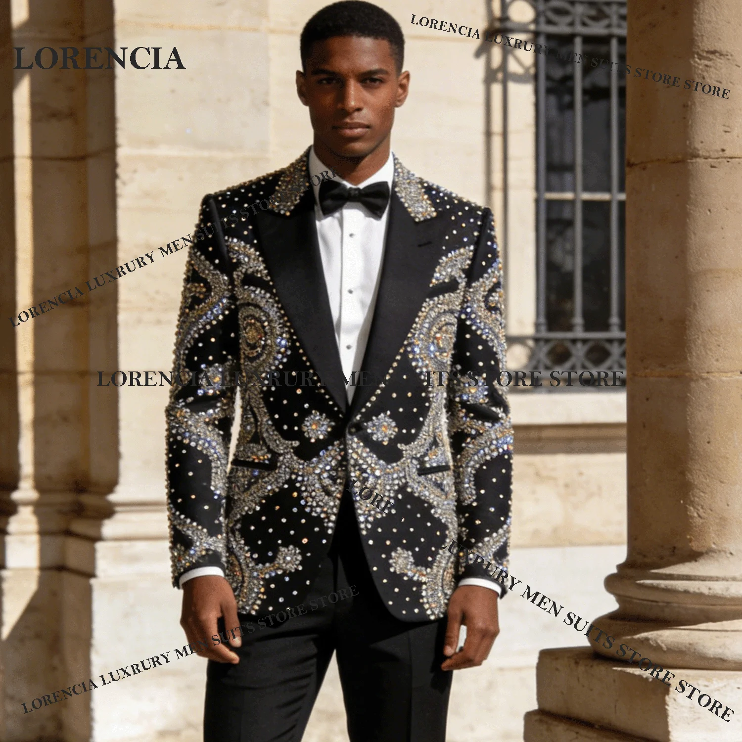 

Sparkly Customized Men Diamond Design Suits Elegant Wedding Tuxedos Handsome Slim Ropa hombre 3 Pieces Sets Groom Male Blazers