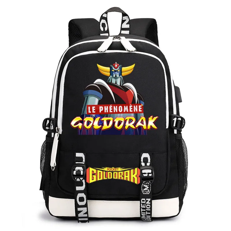 goldorak schooltas jongens en meisjes universele schooltas rugzak met USB-oplaadpoort