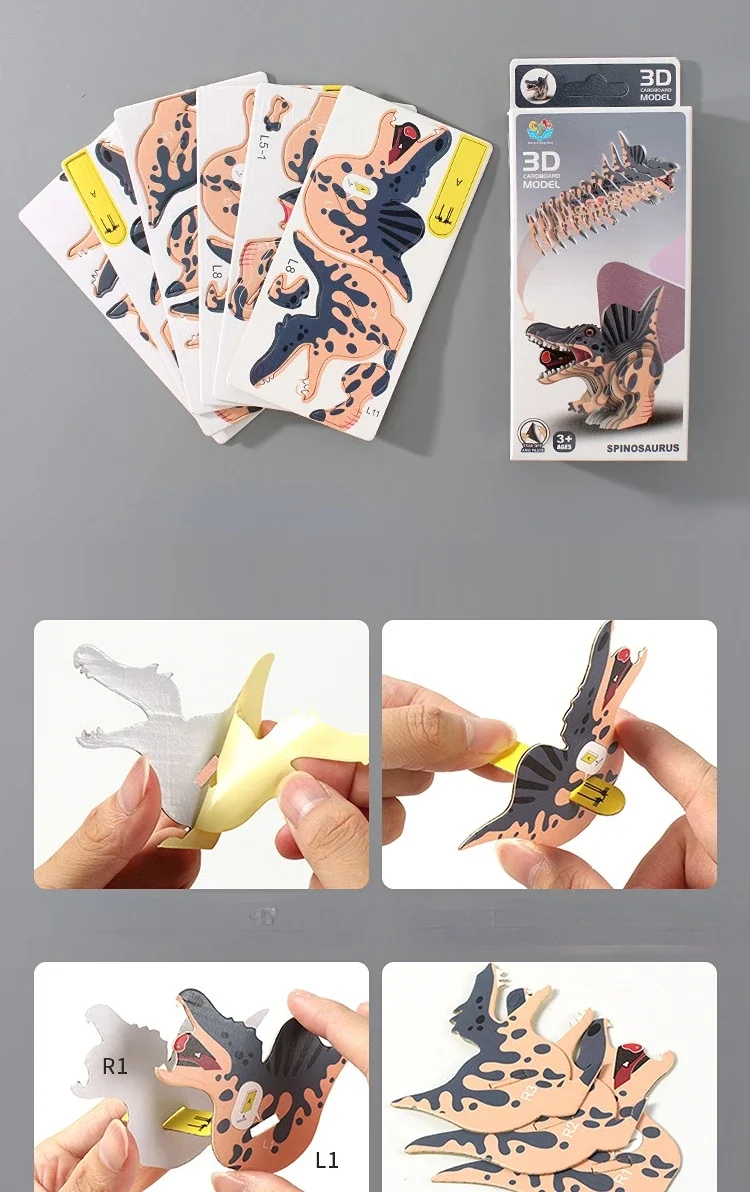 3D-Puzzles für Kinder, Jurassic World, Dinosaurier, Lernspielzeug, Papiertier, Puzzle, Cartoon-Modell, Spielzeug, Geschenk zum Kindertag – Detail 6