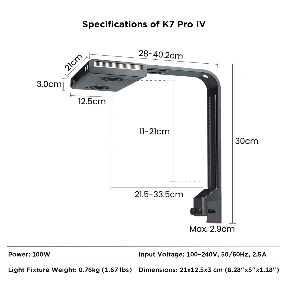 2026 Neue V4 NooPsyche K7 PRO IV 100W Marine LED-Leuchte WLAN-App-gesteuert Vollspektrum-Lampe für Salzwasser-Korallenriffe SPS LPS – Detail 6
