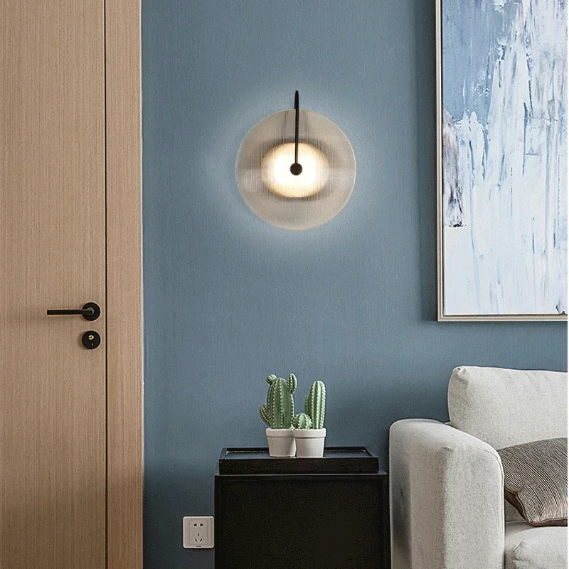 Imagem -03 - Modern Nordic Led Lâmpada de Parede Sconce Lights Decoração do Quarto Listra Criativa Vidro Ouro Luminária Vivendo Banheiro Cabeceira