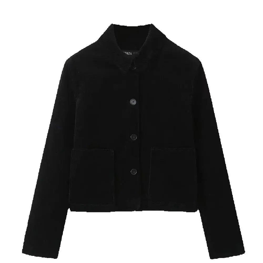 

Women's Corduroy Loose Jacket with Collar Long Sleeve Pocket Button Down Autumn/Winter New Fashion Jacket