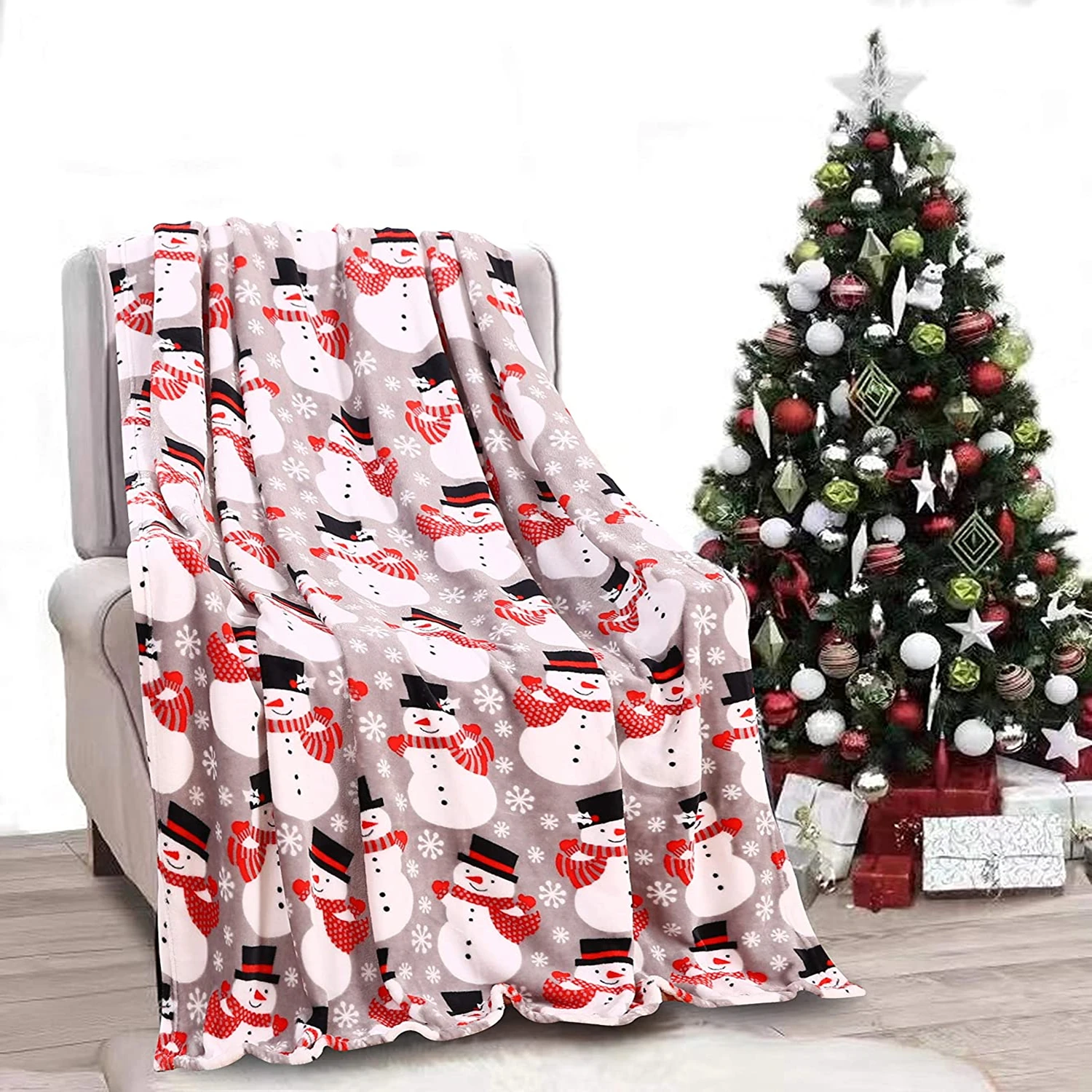 Christmas Snowman Throw Blanket Red Christmas Blanket Soft Plush Warm Winter Cabin Throw Holiday Birthday Christmas Gifts