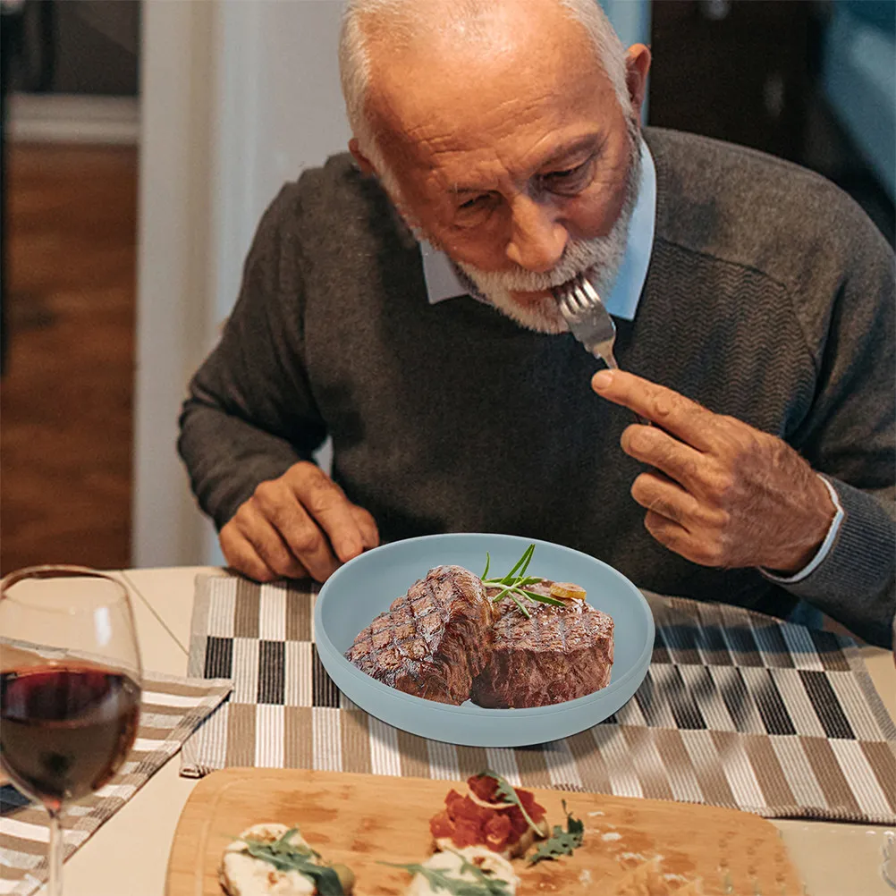 

Набор из 2 адаптивных силиконовых тарелок на присосках, предотвращающих проливание, нескользящие подносы на присосках для пожилых людей и людей с ограниченными возможностями, посуда для кормления