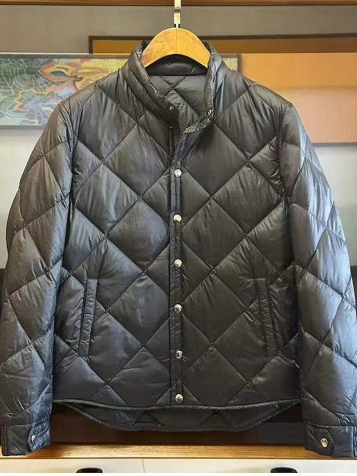 

Men's Quilted Cotton Jaet 2024 Autumn Winter New Sle Warm Slim Fit ort Stand Collar Faion Casual Outerwear