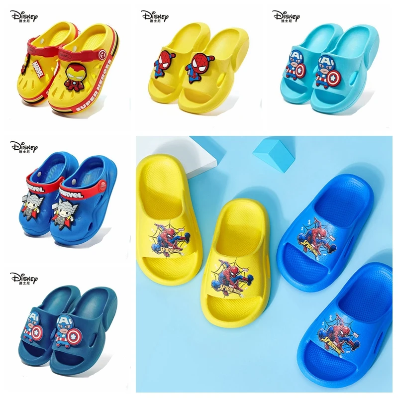 Children Garden Shoes Baby Boy Girl Cartoon Captain America Spiderman Sandal Summer Kid Indoor Non-slip Beach Slipper 140-220