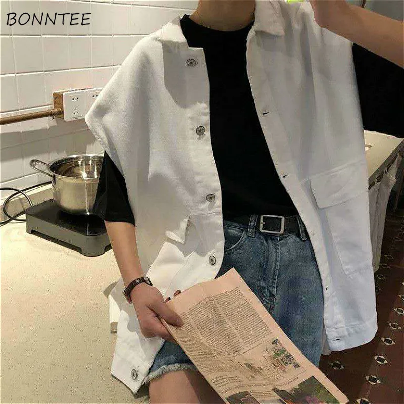 Vests Women BF Style Streetwear Sleeveless Summer Chic Cargo Harajuku Teens Street Jacket Denim Casual Trendy Couples Outwear