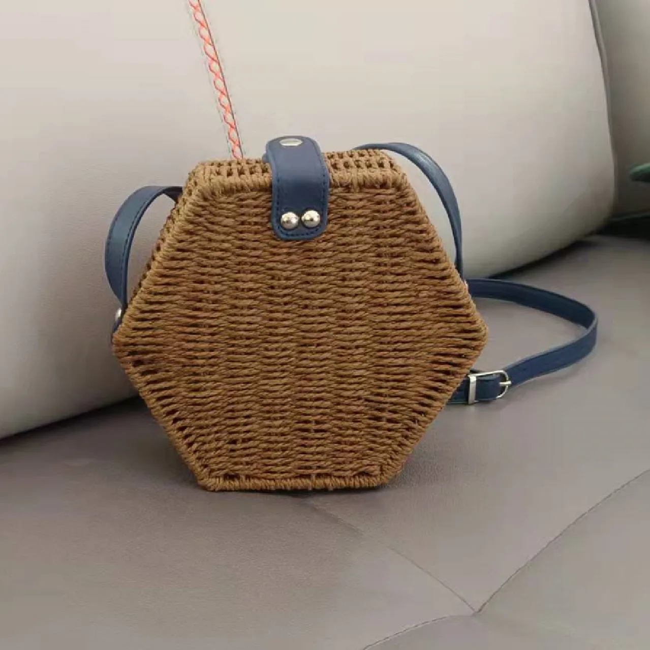 Imitation Rattan Bag Casual Fashion Girl Shoulder Bag Wild Ins Style New Straw Bag Female Travel Decorative Retro Beach Bag