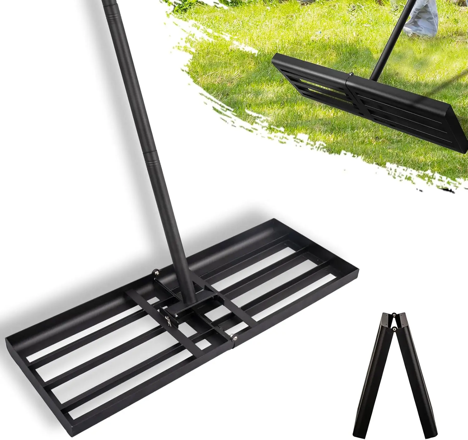 Foldable Iron Hammer Painted Lawn Leveling Rake With Iron Handle DIY Durable