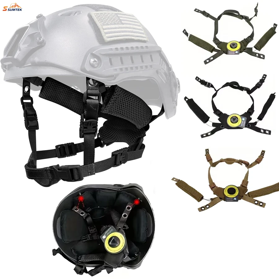 

Tactical Helmet Chin Strap Adjustable Dial 4 Points Suspension System with Bolts and Screws for Tactical Fast Helmet Accessory