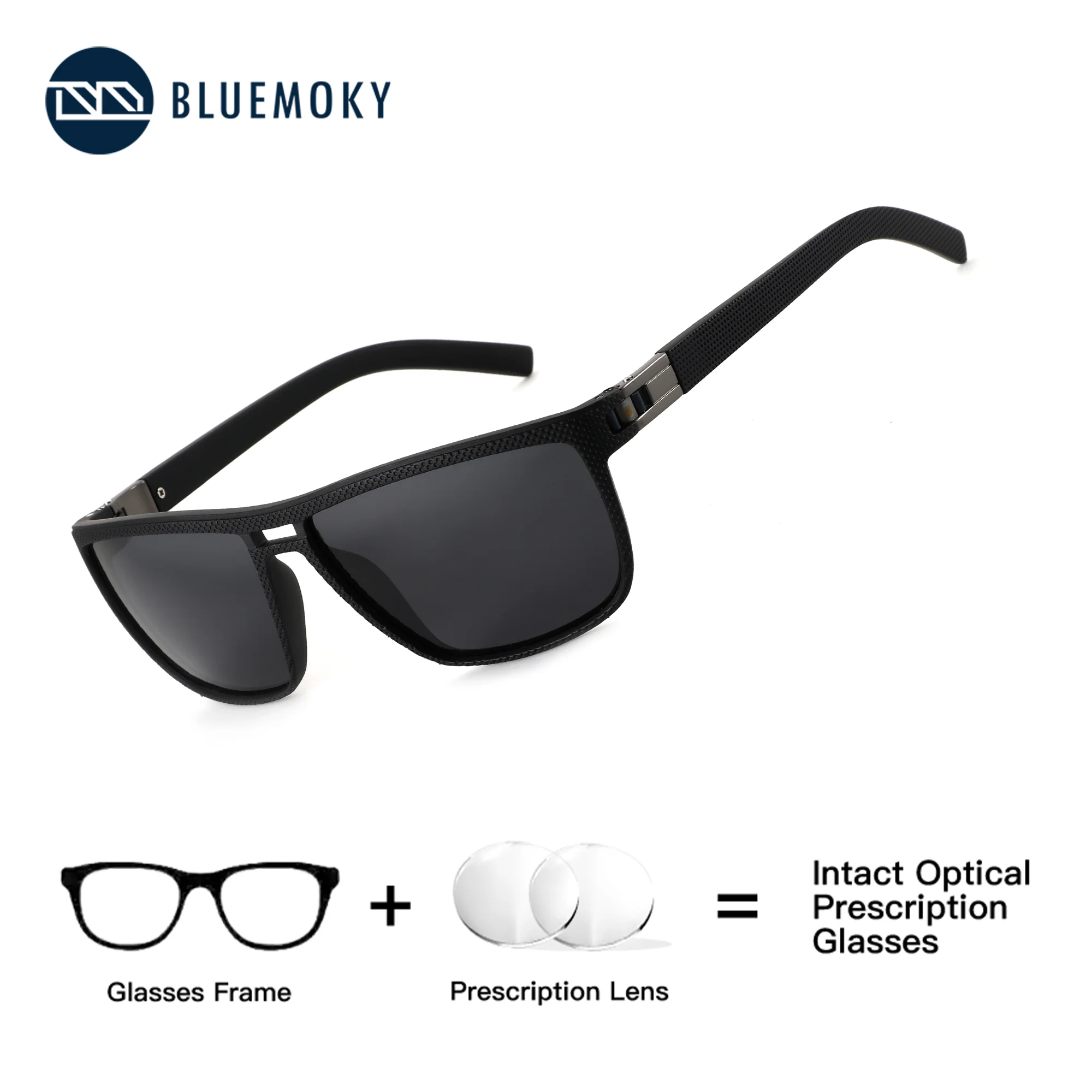 

BLUEMOKY UV400 Protection Sports Eyewear Men TR90 Frame Prescription Square Lens, Progressive Myopia Lenses