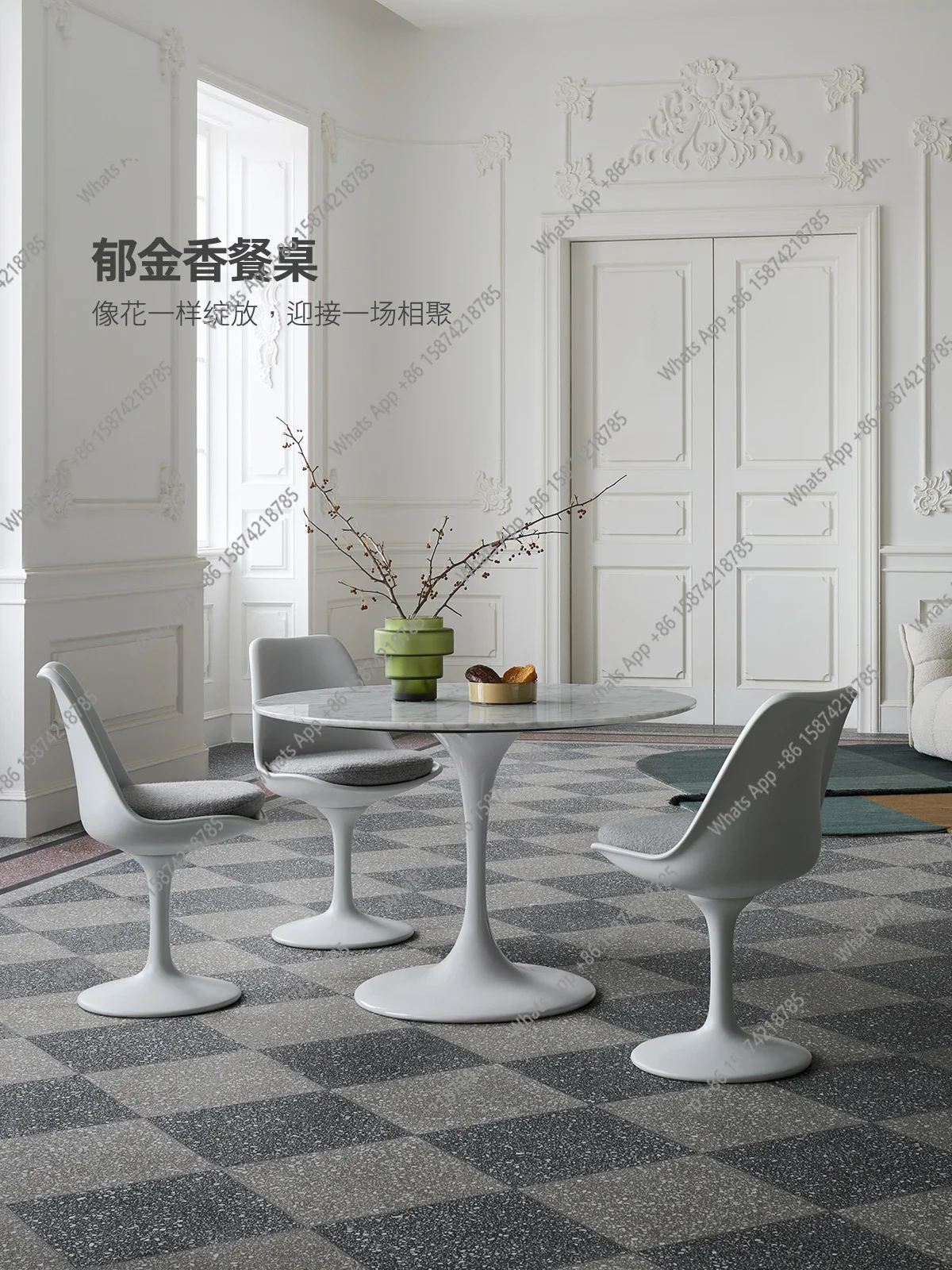 

MX Tulip Овальный обеденный стол Средневековый французский ретро-стиль Светлая роскошная вилла Высококачественный мраморный обеденный стол