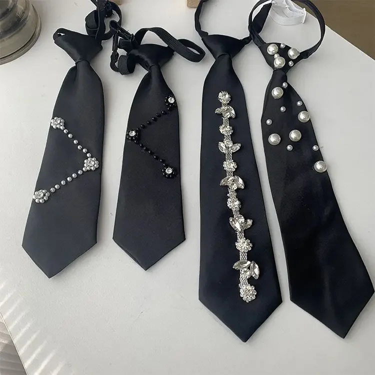 

Fashion Handmade Pearl Jk Knot-free Tie Couples College Style Loose Casual High Street Personalized Ties Clothing Accessories
