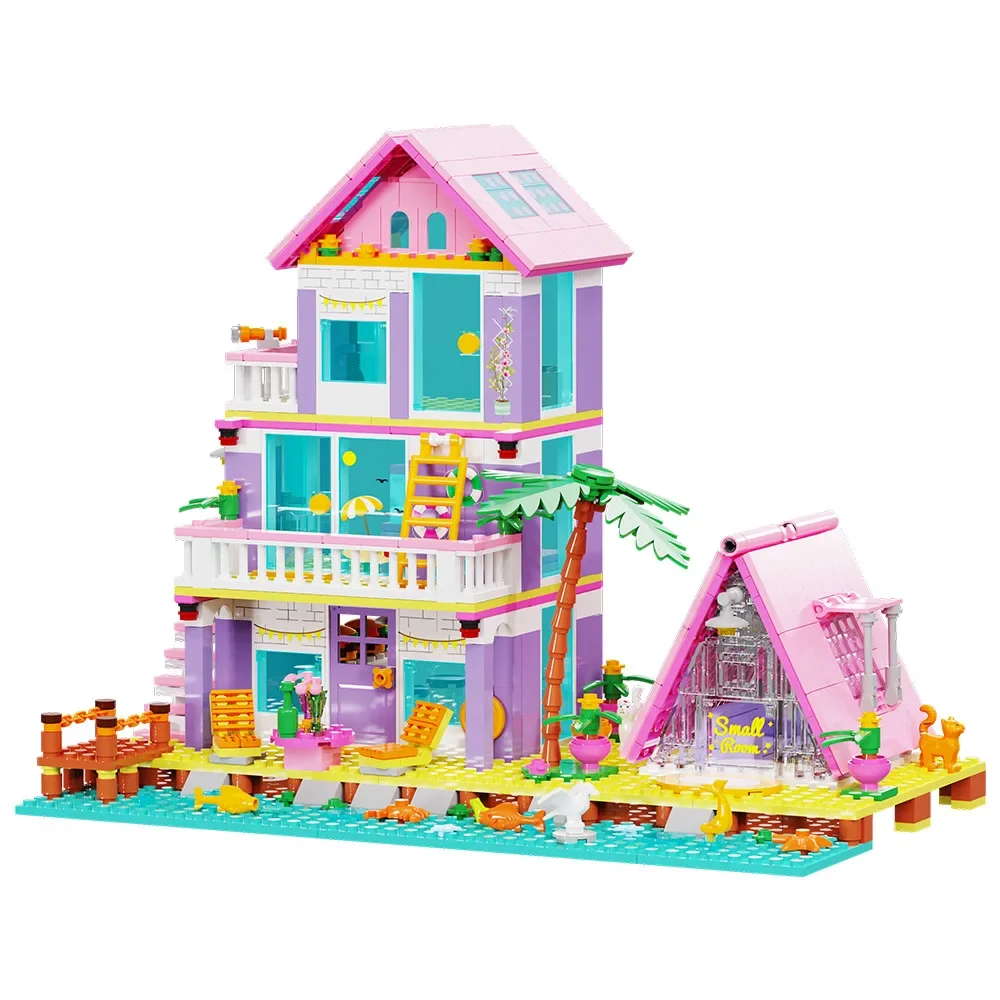 Meisje Strand Huis Bouwstenen Speelgoed, Ambachtelijk Speelgoed, Diy Speelgoed, Auto Decoratie Ambachten, Animatie Derivaten, Kinderen Speelgoed