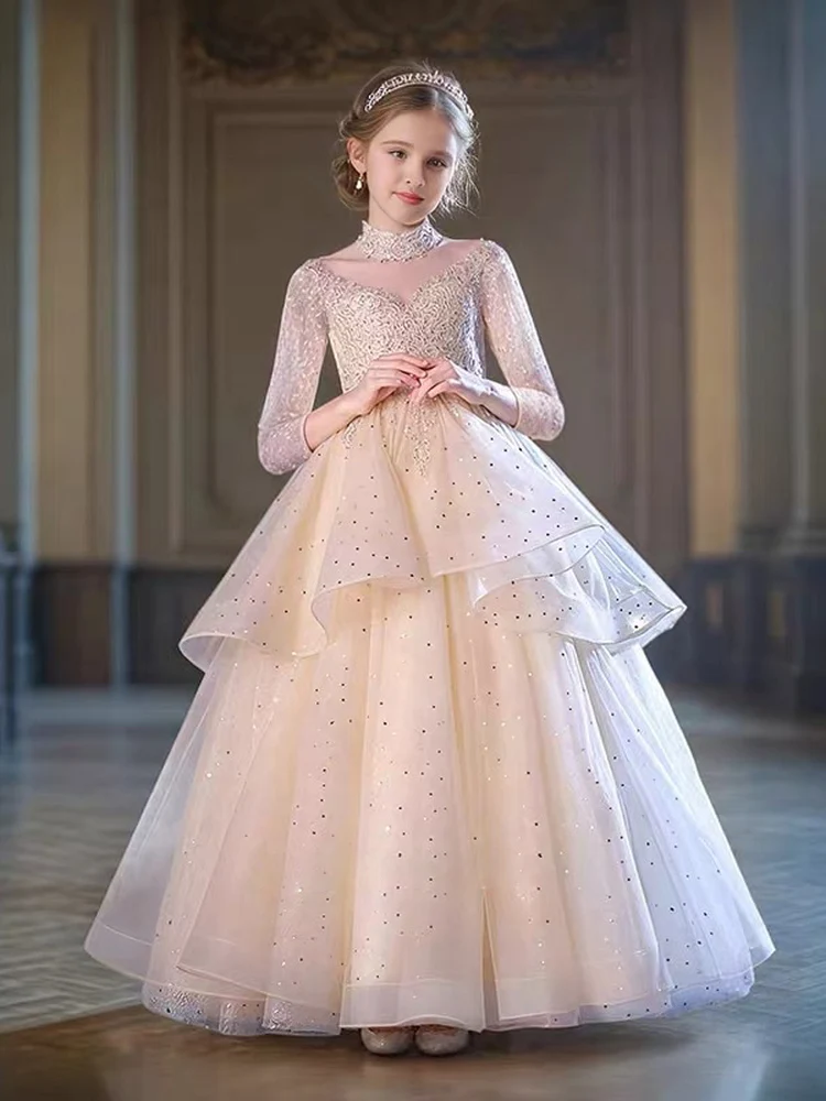 ele-princ-dr-for-girls-wedding-performance-piano-concert-child-model-flower-girl-lightweight-luxury-children's-outfit