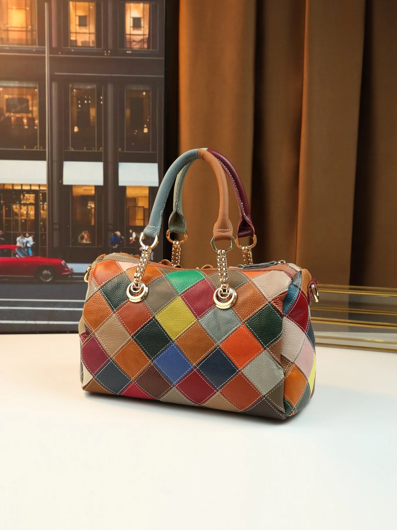 Floral Women Genuine Leather Handbag 3D Flower Patchwork Cow Leather Tote Bag Fashion Ladies Shoulder or Satchel Bags