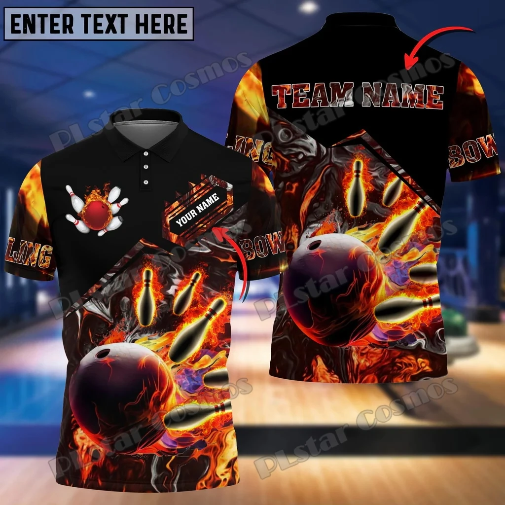 Multicolor Bowling And Pins Premium Customized Name 3D Printed Men's Polo Shirt Summer Street Unisex Casual Polo shirt WK104