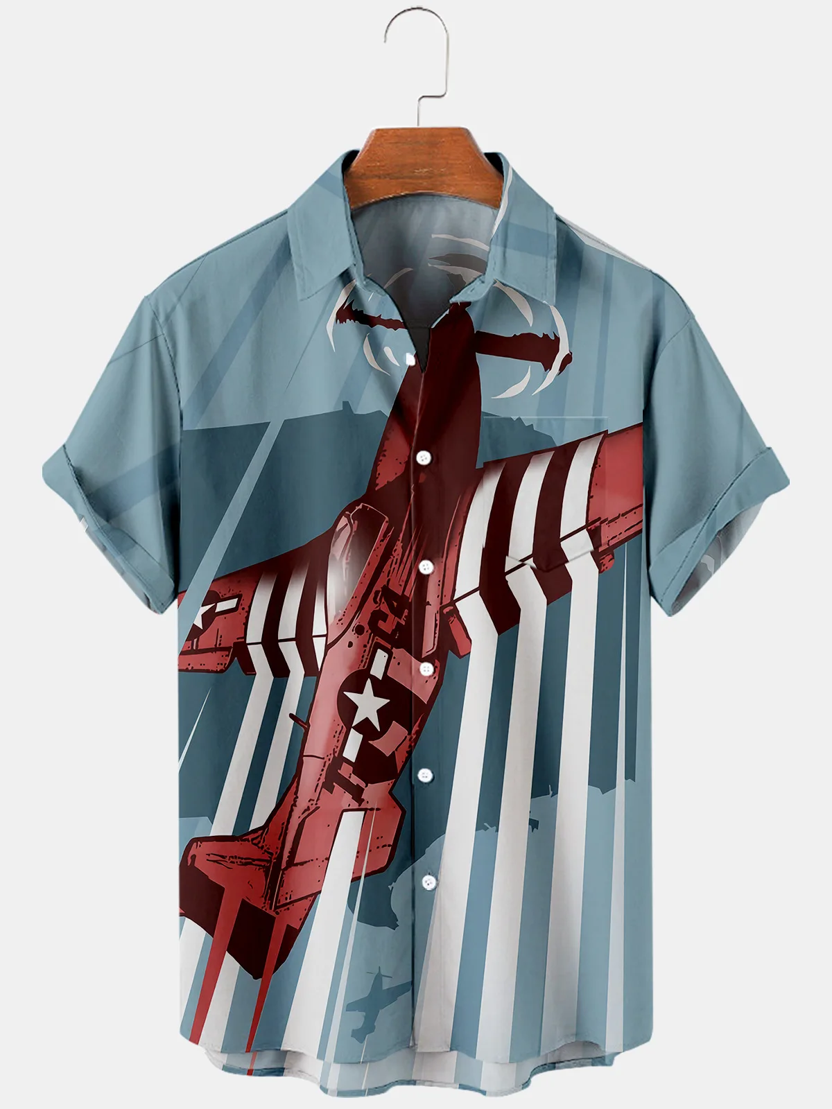 Camisa de manga curta masculina, camisa de combate 3D, estampada de botões, primavera, verão, nova moda, 2024