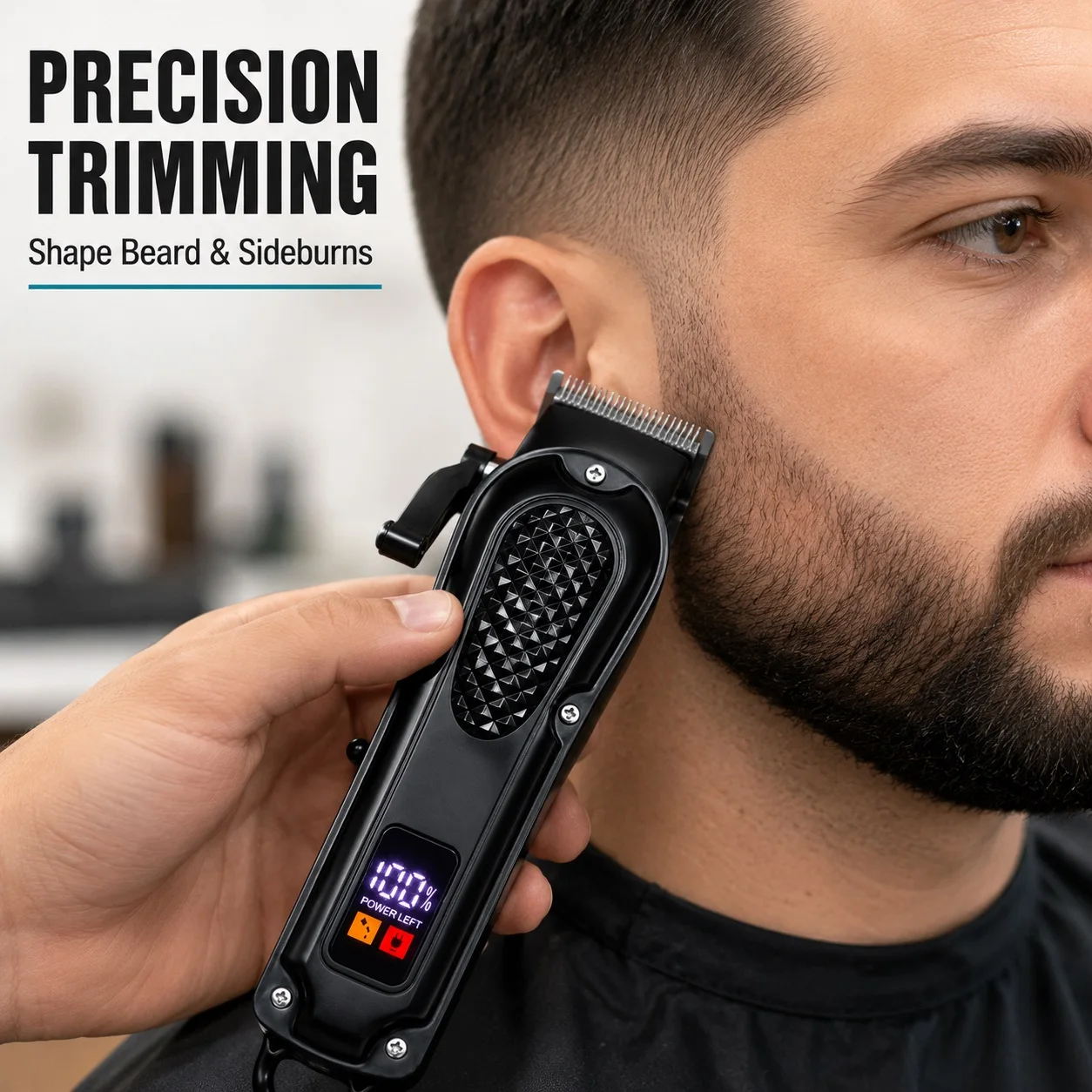 Cordless Electric Hair Clipper for Men, Professional Rechargeable Trimmer, Multi-Size Guide Comb Set, Supports Multiple Length Adjustments, R-Arc Blade Design, Close-Fitting to the Skin to Reduce Scratches, Led Digital