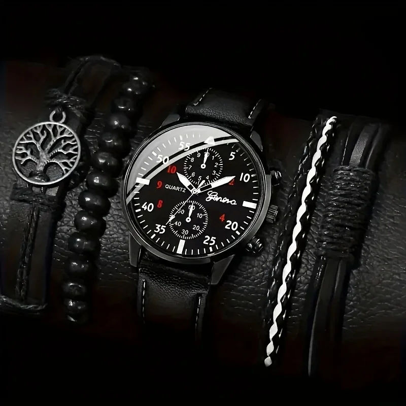 Fashionable Men's Quartz Watch | Classic Circular Display Screen and Bracelet - Ideal Gift Choice for Any Occasion