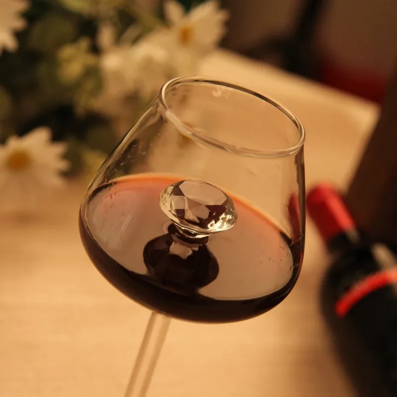 Transparent Diamond Interior Inner-Fold Diamond Stem Wine Glass Champagne Glass Red Wine Glass