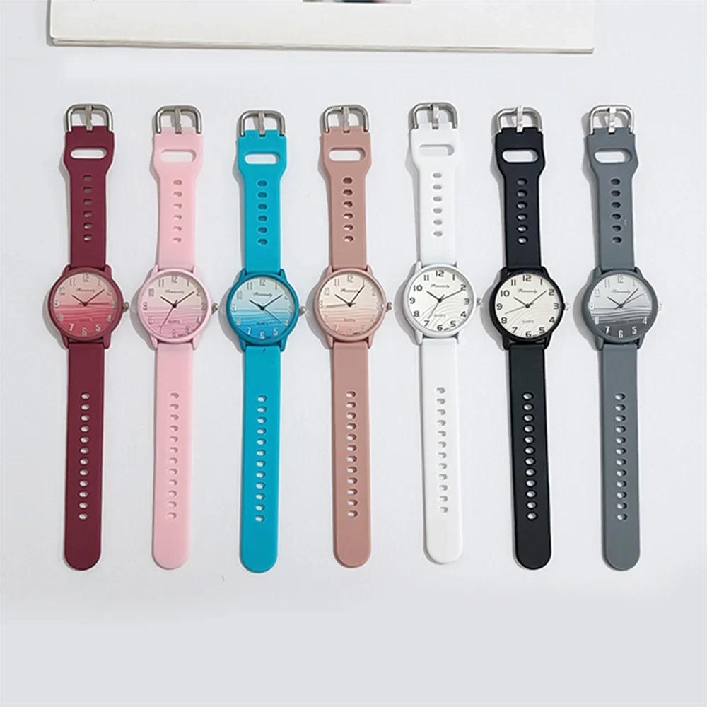 Sport Ladies Wave Colourful Digital Design Quartz Wristwatches Casual Silicone for Women Clock Minimalist Watch Round Watches