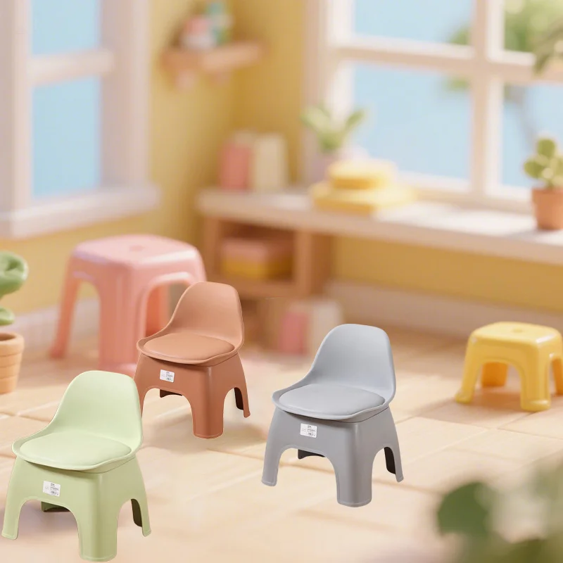 Plastic Circular Stool, Household Chair, Small Stool, Backrest Chair, Sofa, Coffee Table, Low Stool, Modern, Thick, Portable