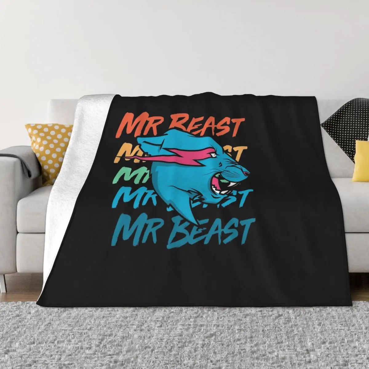 Retro Vintage Mr Beast Game Funny Gaming Blanket Fleece Textile Multi-function Soft Throw Blankets for Sofa Office Bedspread