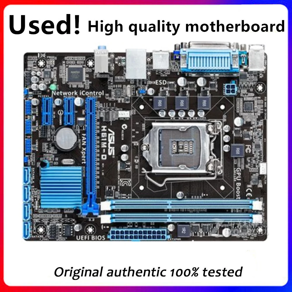 For ASUS H61M-D Desktop Computer Motherboard LGA 1155 DDR3 16GB For Intel H61 P8H61 Desktop Mainboard SATA II Used