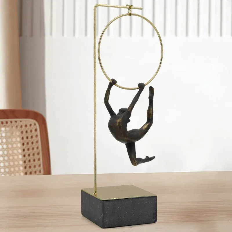 Pole Vaulter/Gymnasts Statue Abstract Artwork Desk Decoration Athlete Character Sculpture Crafts Ornaments Modern Home Decor