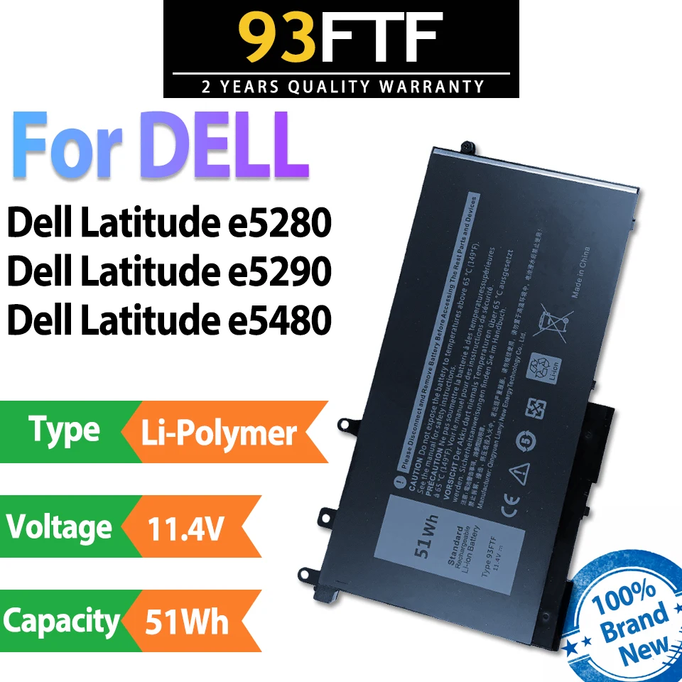 93FTF 51Wh 11,4 V nueva batería de ordenador portátil de células de alta calidad para Dell Latitude e5280 Dell Latitude e5290 Dell Latitude e5480