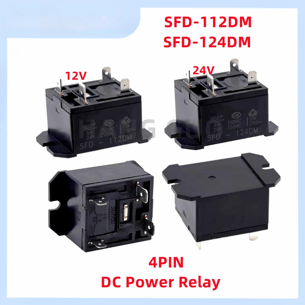 30A Original SFD-112DM 12VDC SFD-124DM 24VDC 4PINS 30A DC Power Relay 12V 24V Replaceable HF37F-012-1H HF37F-024-1H