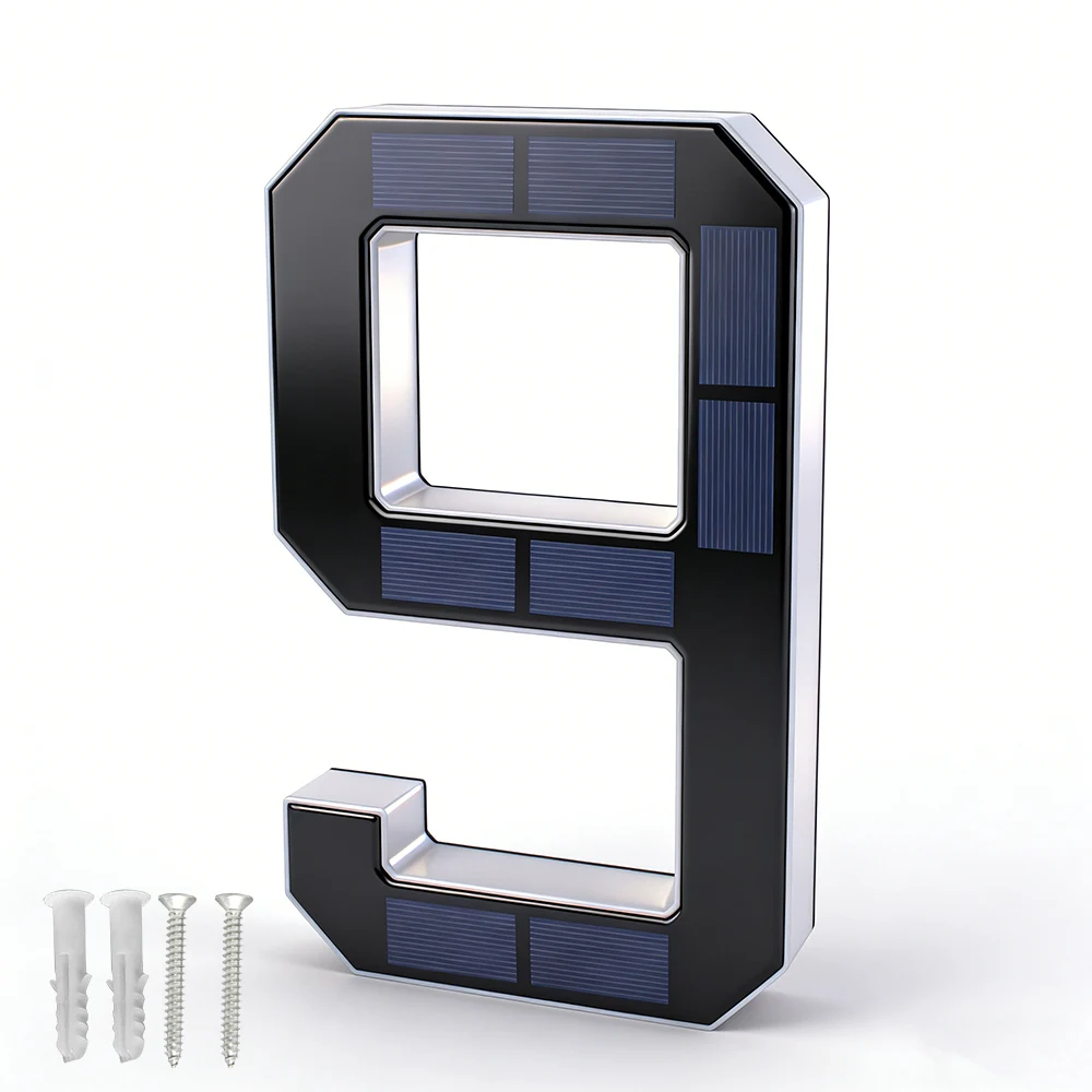 BORUiT LED zonne-huisnummerlamp zonne-huisnummerlamp waterdichte adresnummers voor buiten moderne huis- en tuindecoratie
