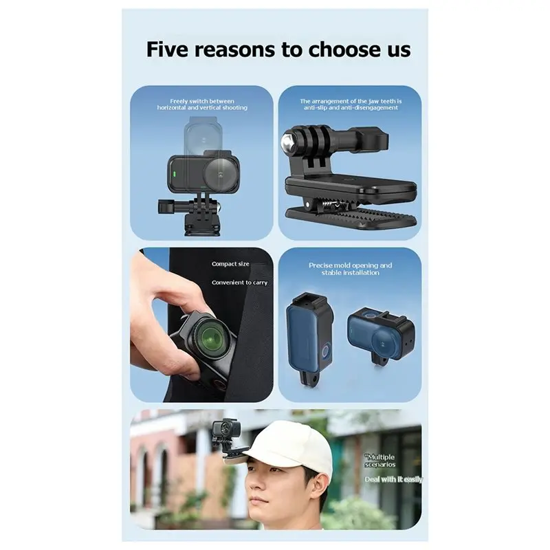 B29C-Cap Clip Mount For DJI Nano Camera Rotatable Horizontal Vertical Shooting POV Backpack Clamp