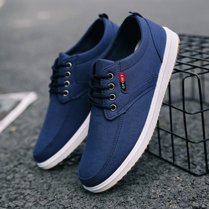 

Plus Size Men's All-match Canvas Sneakers Lace-up Casual Shoes Breathable Lightweight Comfortable Flat Shoes for Daily Commute