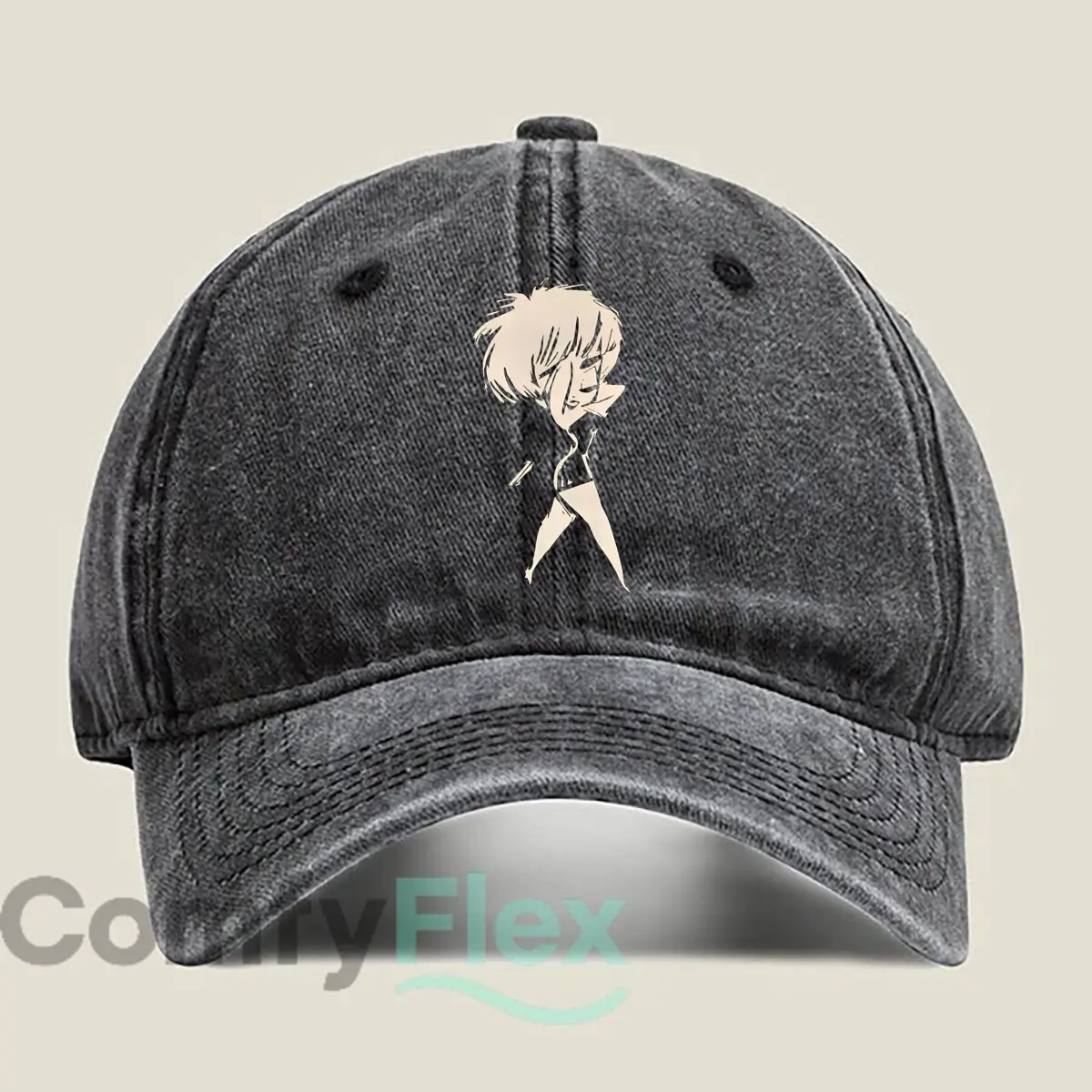 Anime Character Silhouette Fashion Washed Baseball Cap Hat Outdoor Activities