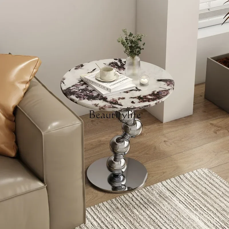 06.-Consciousness Minimalist marble edge table Modern high art small round coffee table