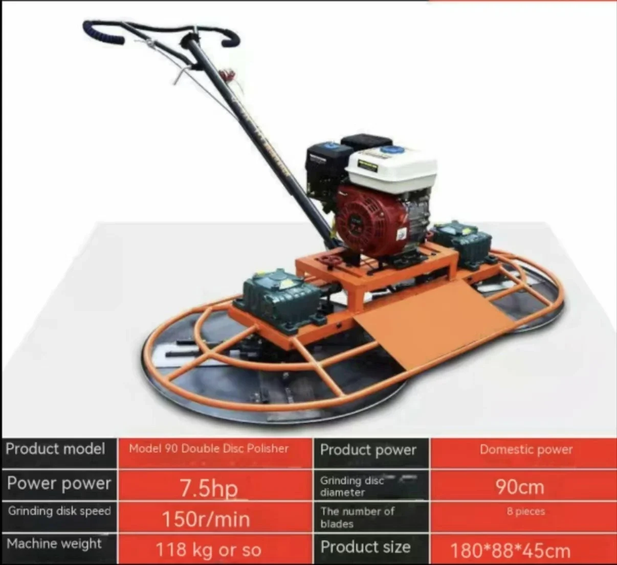 

Hand held dual disc polishing machine, concrete pavement smoothing machine, cement floor polishing dual disc finishing machine
