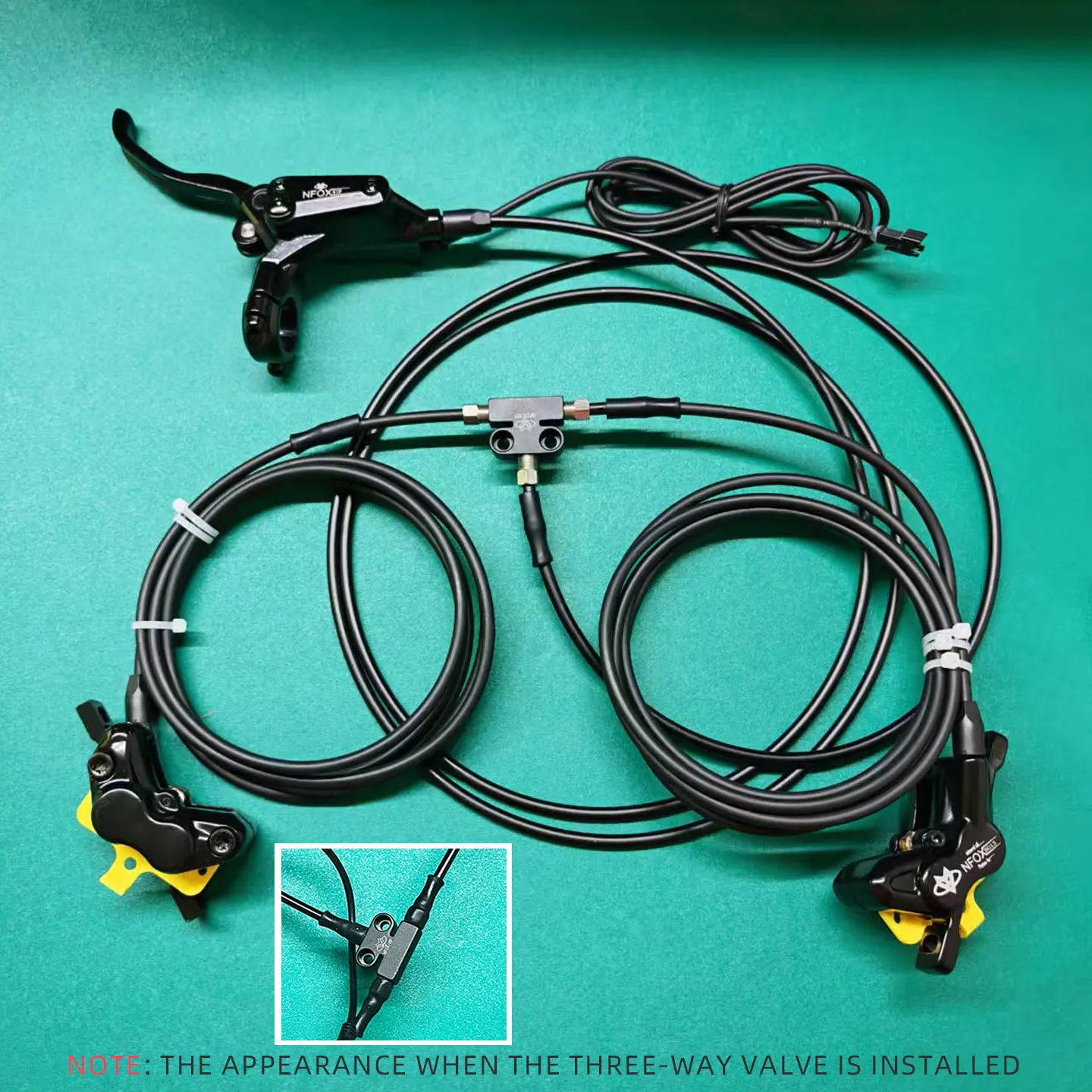NFOX B015-4 Piston Caliper Tricycle Power-Off Brake Handle Three-Way One Support Two Oil Pipe Accessories Hydraulic Brake Kit
